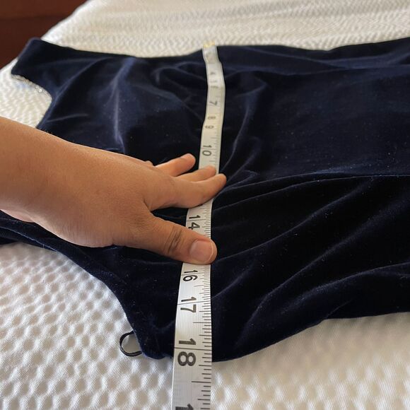 Vintage Scott Mcclintock Women's Blue Y2K Evening Gown Velvet Dress Size 14 - Picture 8 of 10